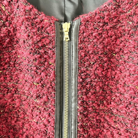 Alice and Olivia Burgundy Tweed Boucle Coat - Picture 6 of 11